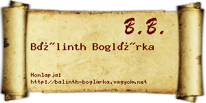 Bálinth Boglárka névjegykártya